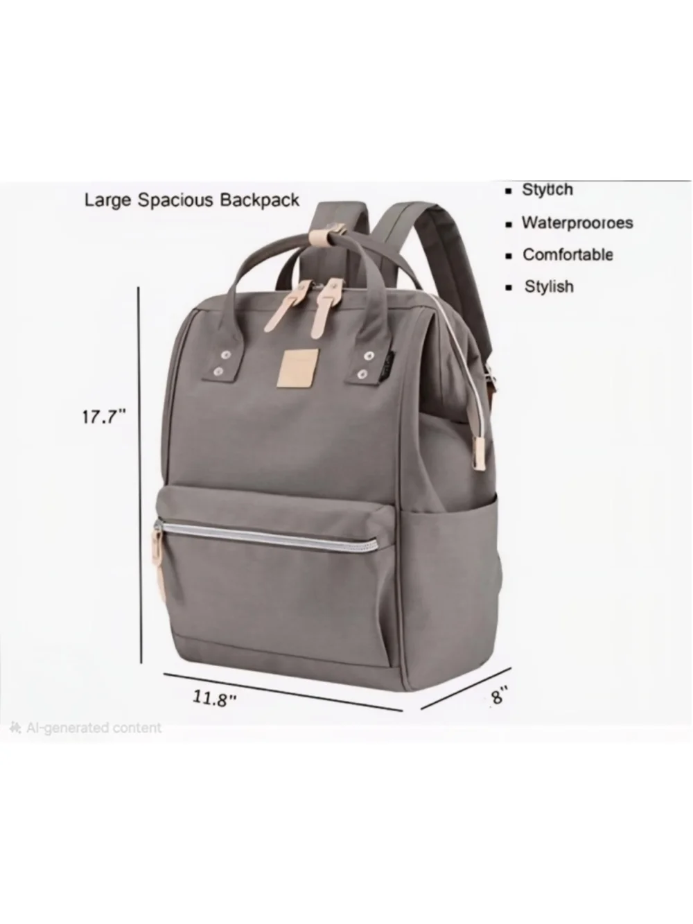 Himawari Gray Laptop Backpack Wide Opening Travel Diaper Bag School Bag